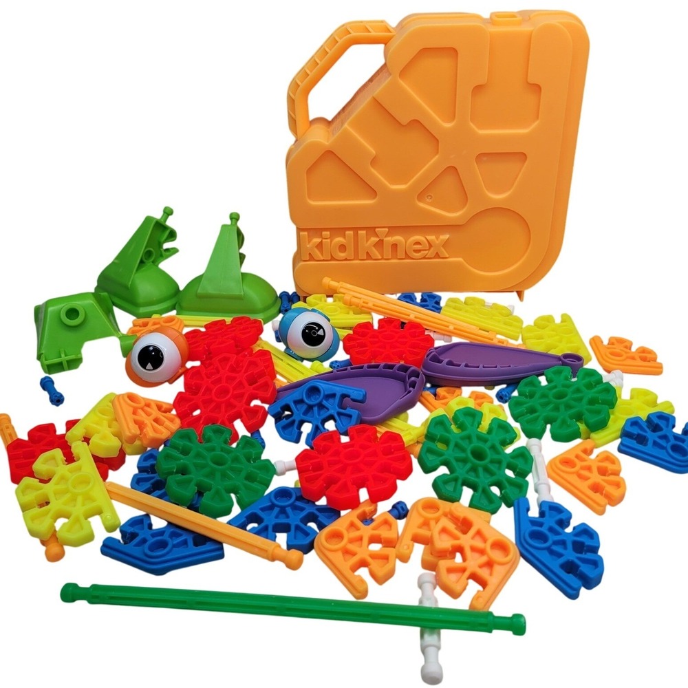 77 Pc Kid K'nex Building Toy Set With Storage Case Feet Eyes Kidknex Knex Alien
